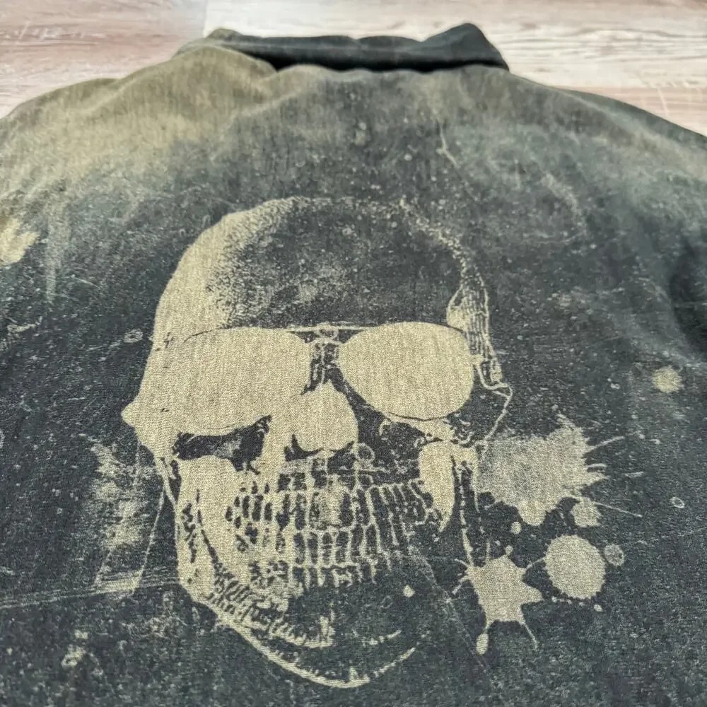 Skull Cashmere Olive Distressed Turtleneck Skull Sweater Size XS